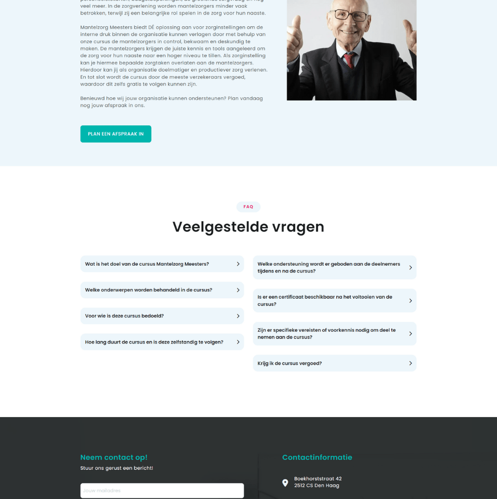 Cursus Mantelzorg – Website Ontworpen door Briefvibe voor Zorgprofessionals